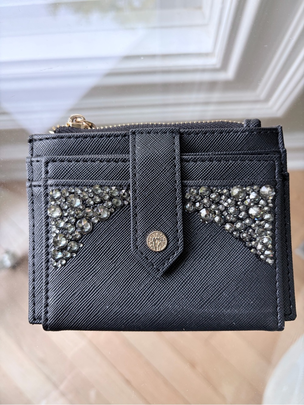 Anne Klein Black Embellished Compact Women's Wallet